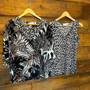 Belle by Kim Gravel Printed Woven Blouse and Knit Tank Set in XS